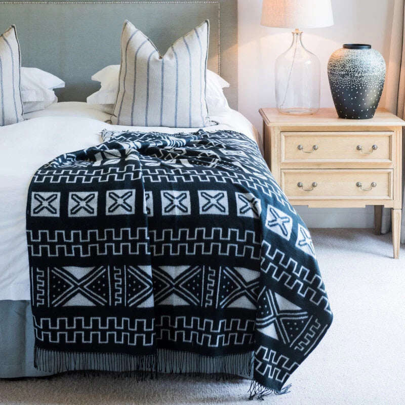 Mud Cloth Black & Natural Throw