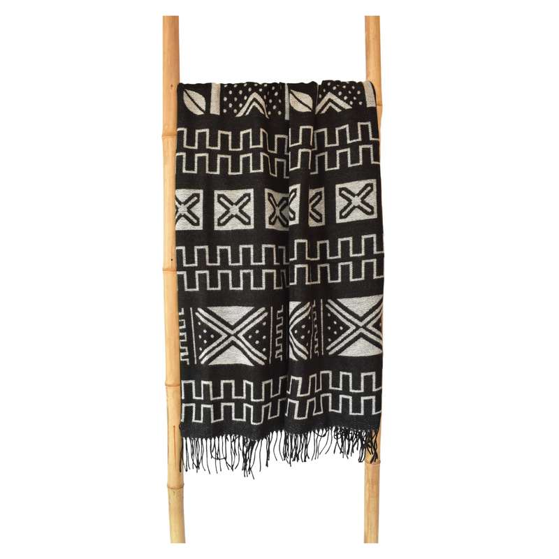 Mud Cloth Black & Natural Throw