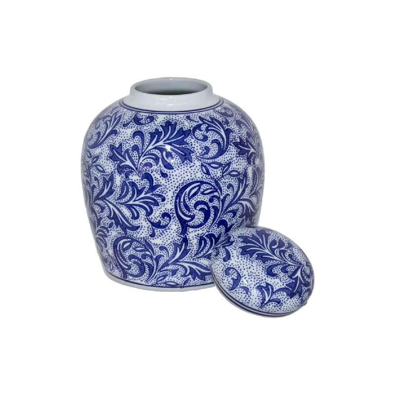 Navy & White Jar with Lid