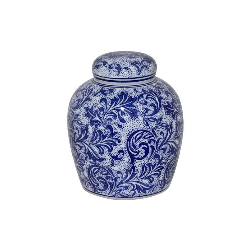 Navy & White Jar with Lid