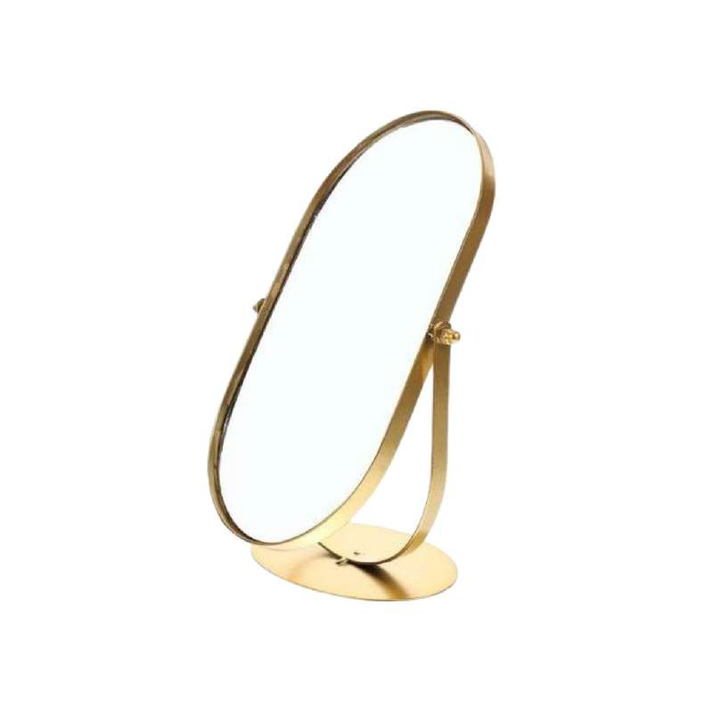 Oval Gold Mirror on Pedestal