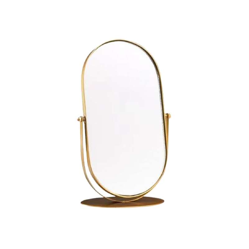 Oval Gold Mirror on Pedestal