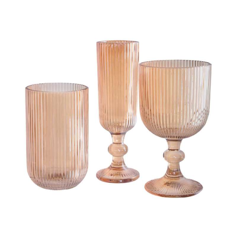 Ribbed Glass Amber Hi-Ball