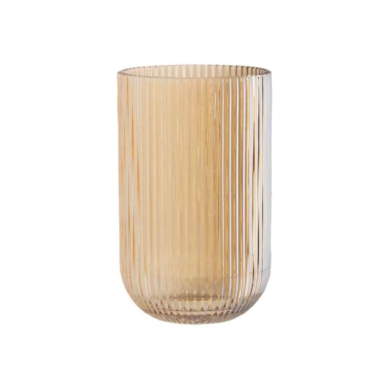 Ribbed Glass Amber Hi-Ball