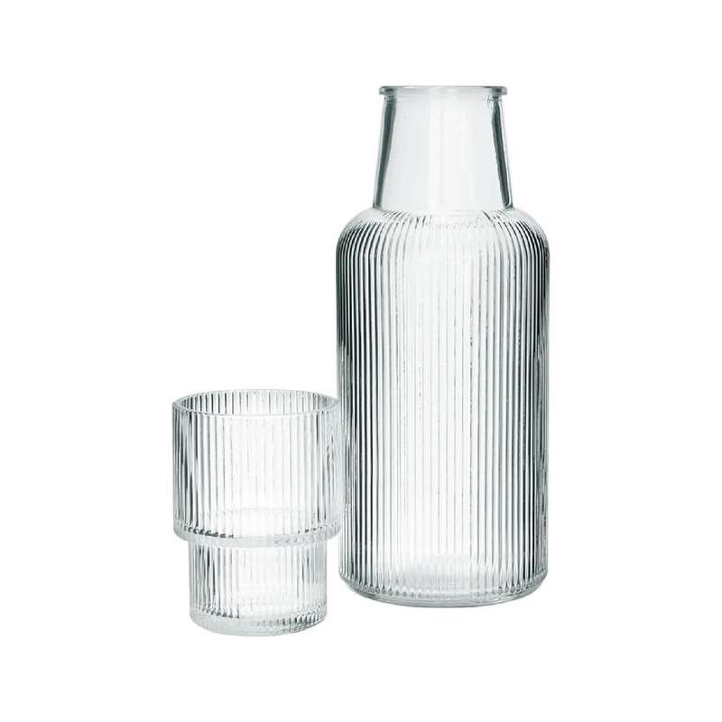 Ribbed Glass Carafe With Tumbler