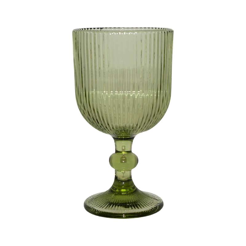 Ribbed Green Wine Glass