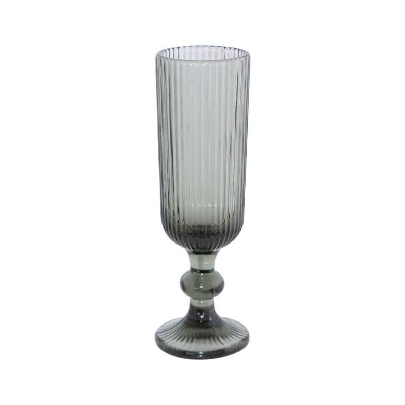 Ribbed Grey Champagne Glass