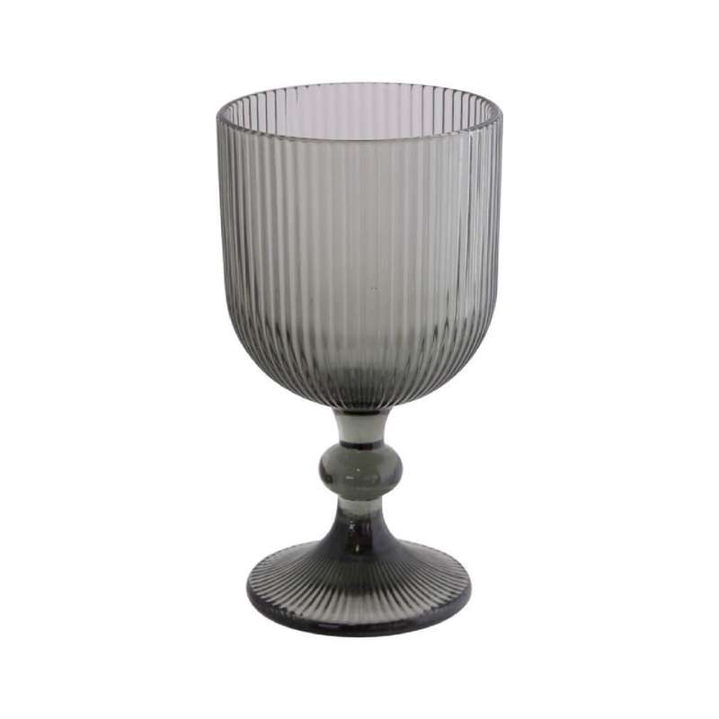 Ribbed Grey Wine Glass
