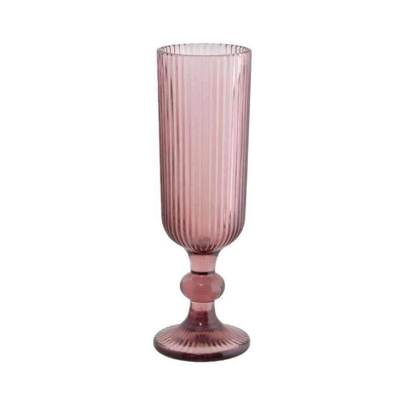 Ribbed Plum Champagne Glass