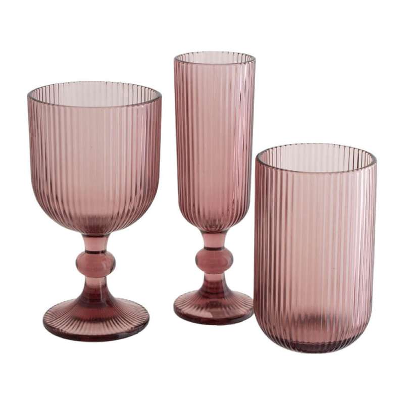 Ribbed Plum Champagne Glass