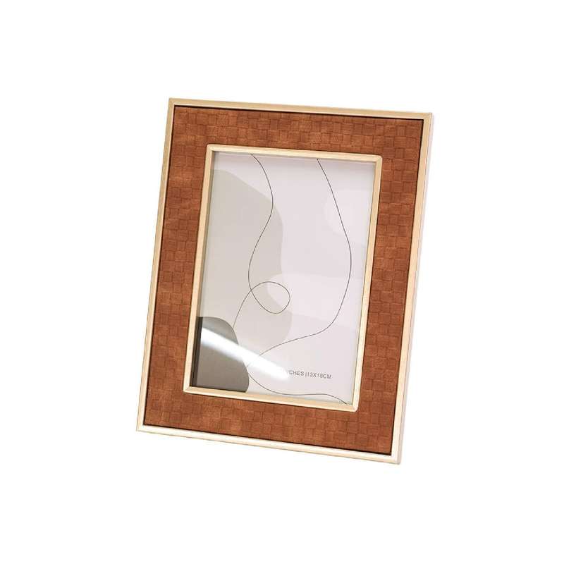 Textured PU Leather & Gold Photo Frame
