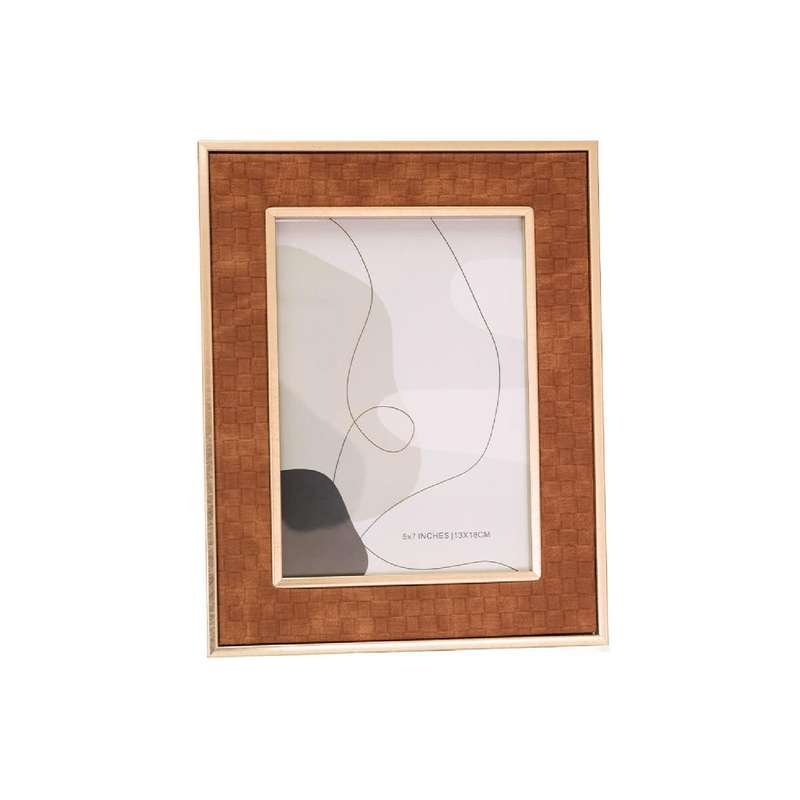 Textured PU Leather & Gold Photo Frame