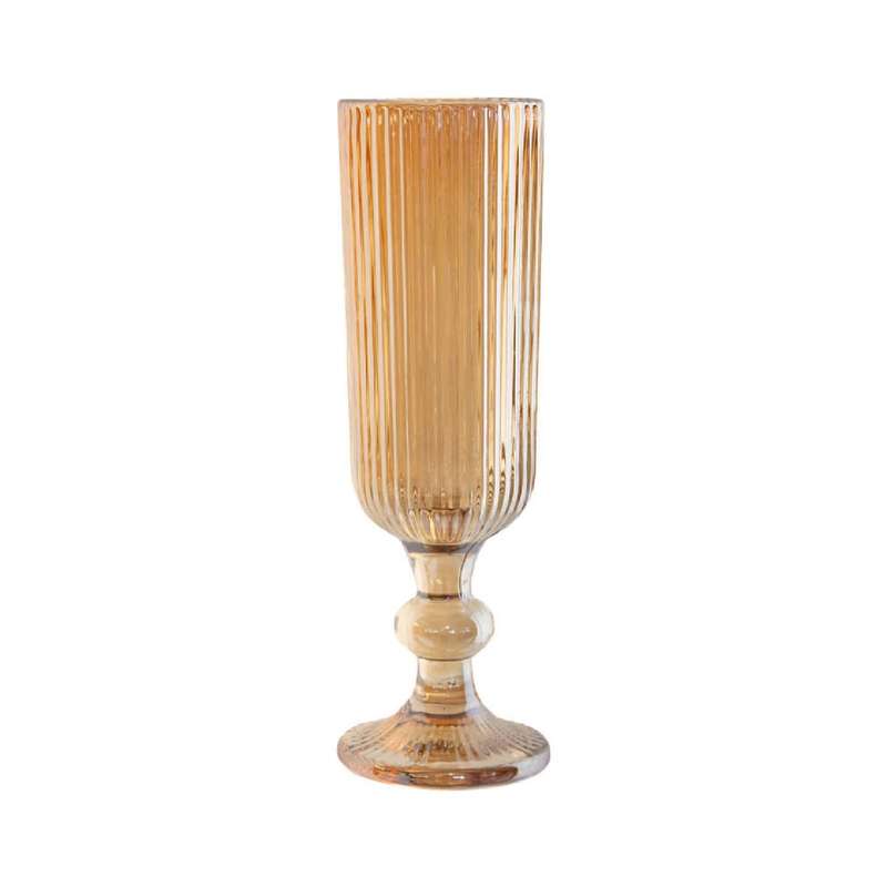Ribbed Amber Glass Champagne Flute