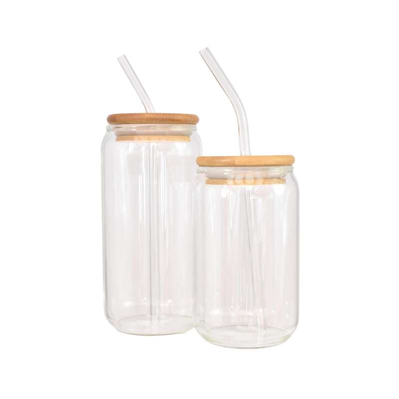 Clear Drinking Glass with Glass Straw - 400ml