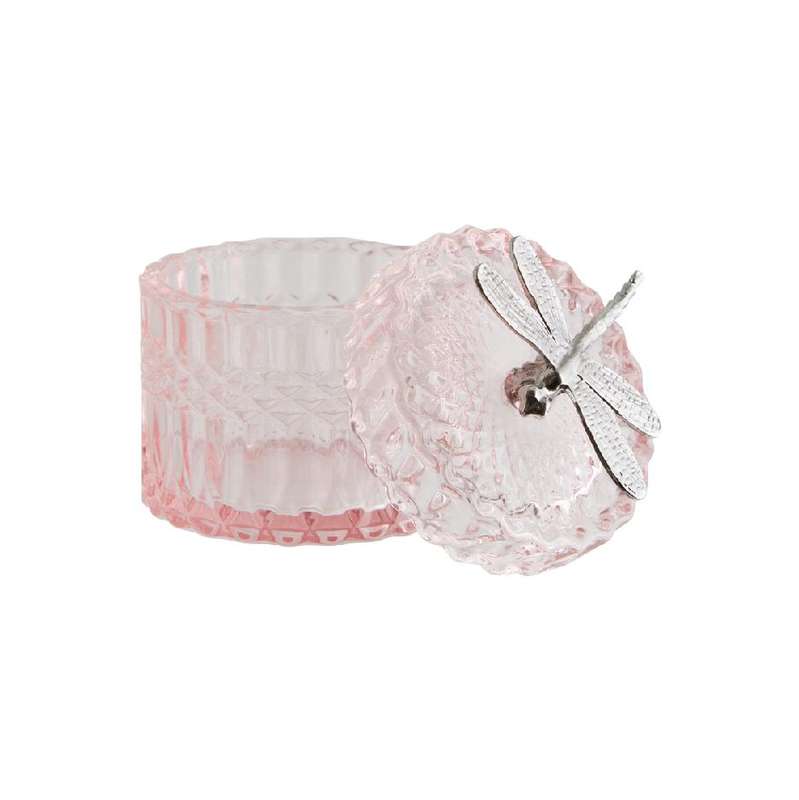 Dragonfly Pink Glass Trinket