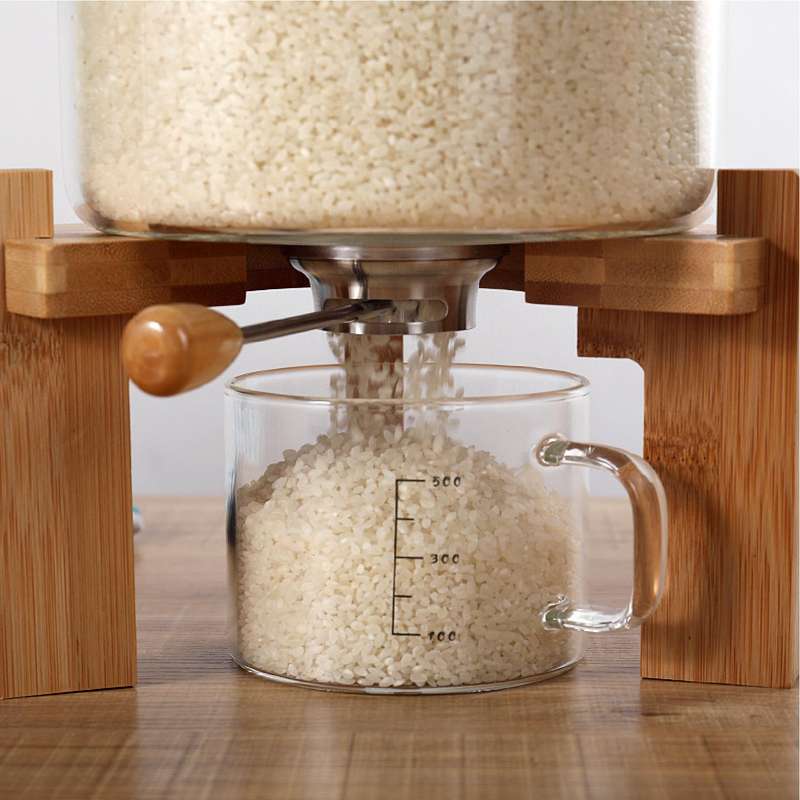 Glass Dispenser with Bamboo Accents