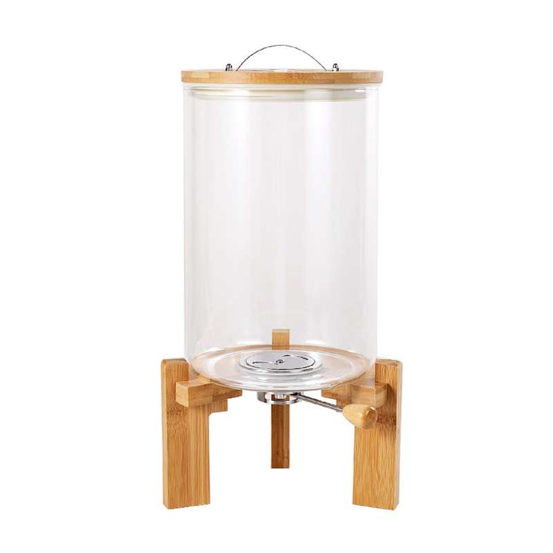 Glass Dispenser with Bamboo Accents