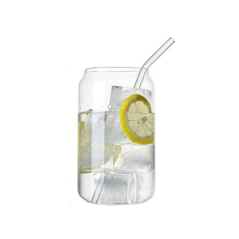 Clear Drinking Glass with Glass Straw - 400ml