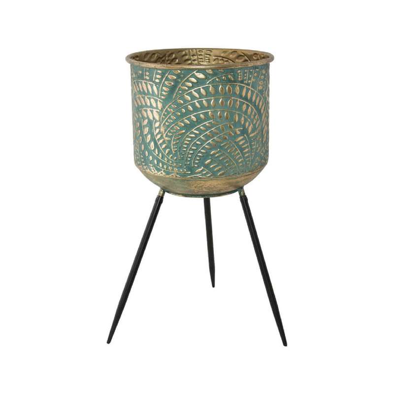Green & Gold Metal Planter Stand - 61cm