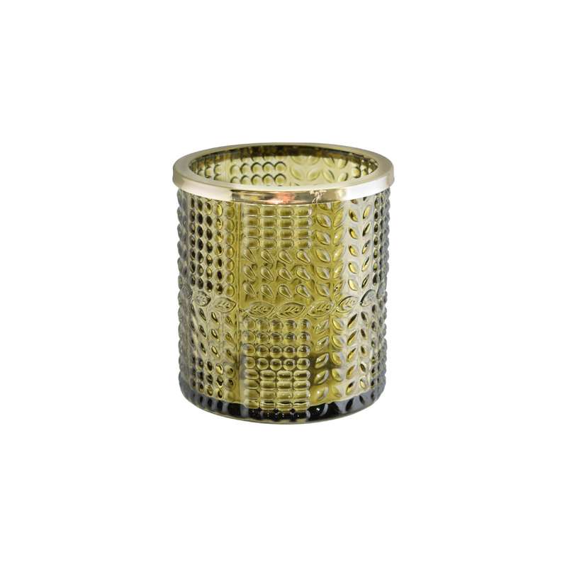 Green Votive with Gold Rim