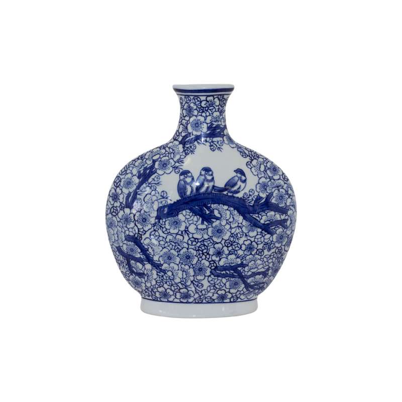 Navy & White Bottle Vase