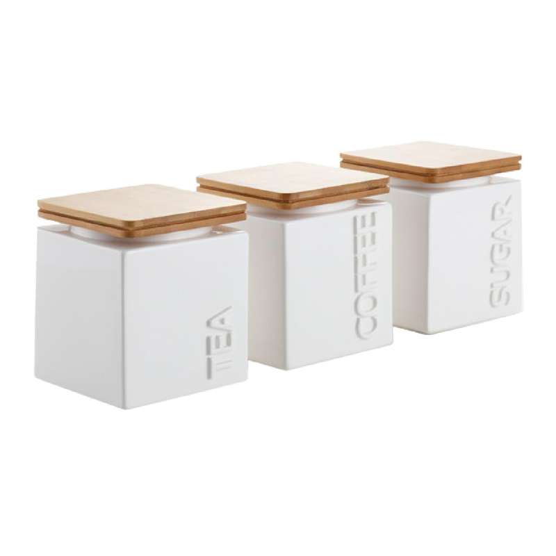 Tea Coffee Sugar White Canister Set