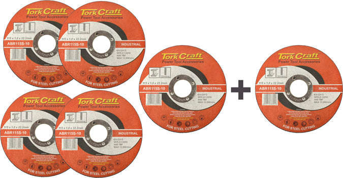 Tork Craft 5 + 1 Free Cutting Disc Steel 115 X 1.0 X 22.2Mm