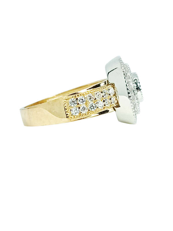 9ct Gold Brilliant Cut Double Halo Cubic Engagement Wedding Ring Size N 1604815