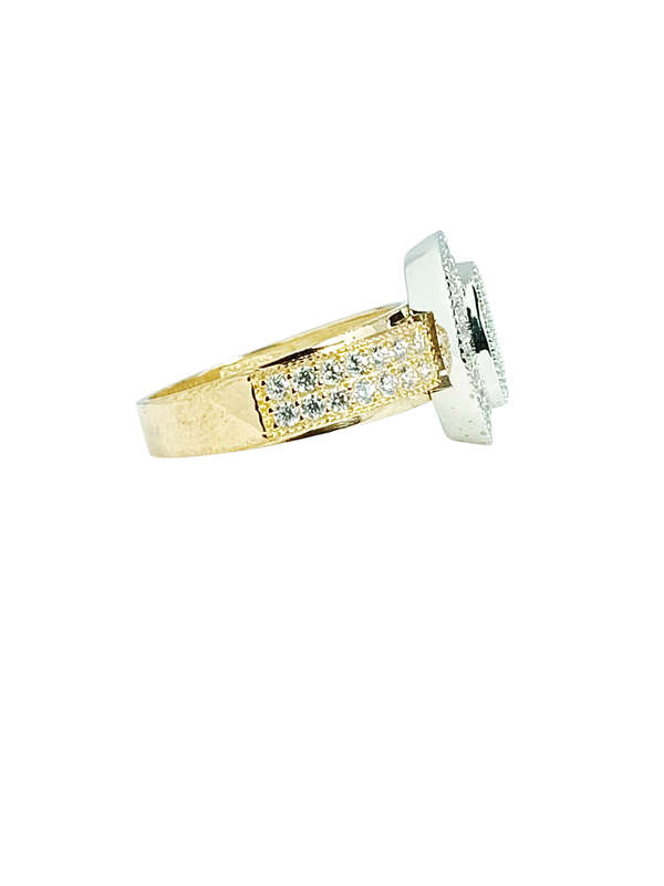 9ct Gold Marquoise Cut Halo Cubic Engagement Wedding Ring Size M 1604816