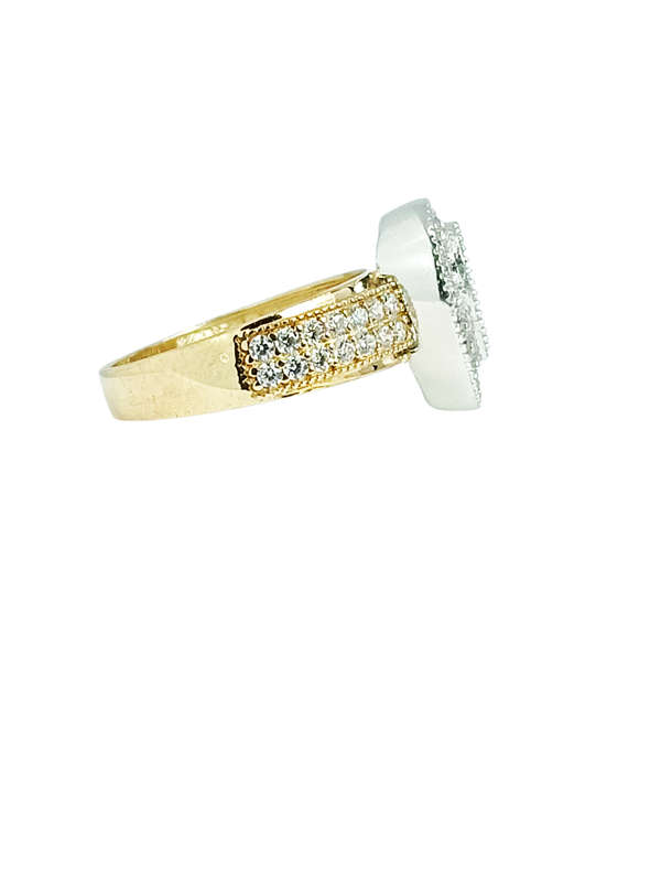 9ct Gold Pear Cut Halo Cubic Engagement Wedding Ring Size O 1604534