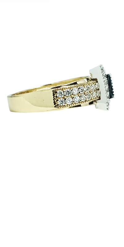 9ct Gold Princess Cut Halo Cubic Engagement Wedding Ring Size P 1604626
