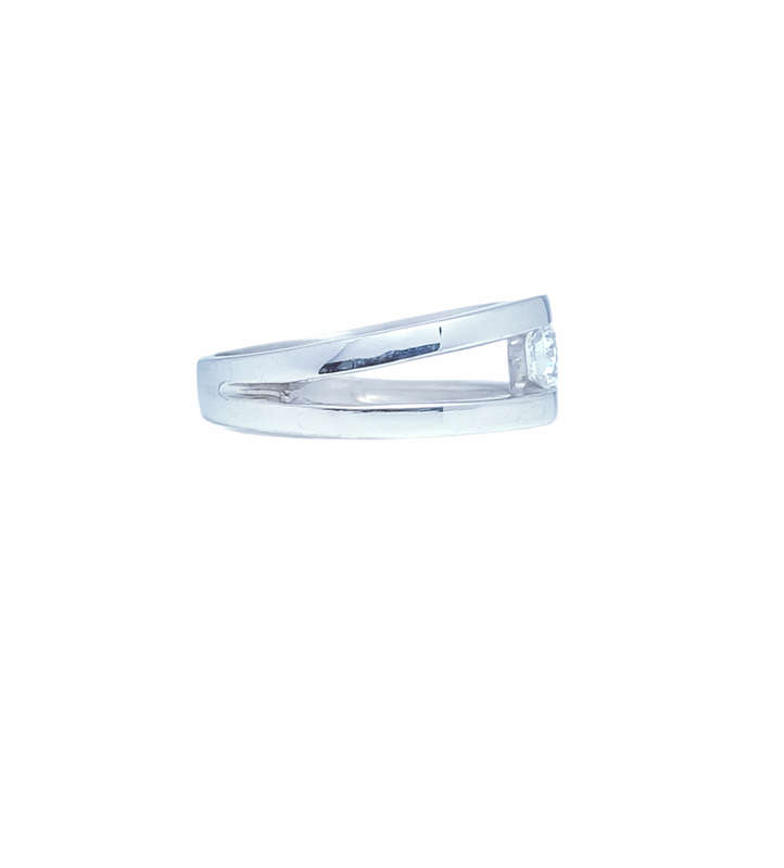 9ct White Gold Brilliant Cut Split Band Cubic Engagement Wedding Ring Size N 1604618