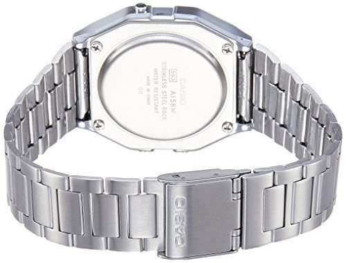 Casio Retro Digital Watch A158WA-1DF Black Dial On Stainless Steel