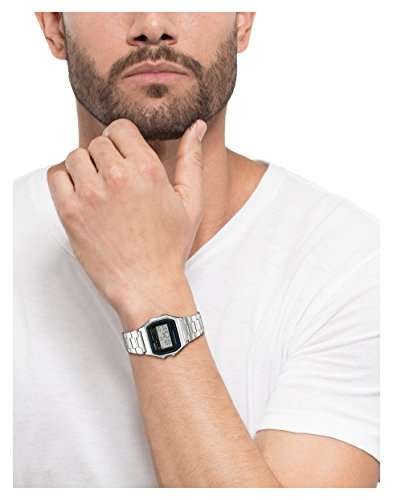 Casio Retro Digital Watch A158WA-1DF Black Dial On Stainless Steel