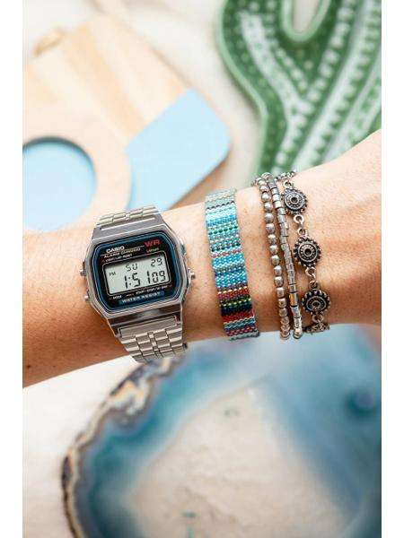 Casio Retro Digital Watch A159WA-N1DF Black Dial On Stainless Steel