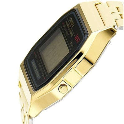 Casio Retro Digital Watch A159WGEA-1DF Black Dial On Gold Stainless Steel