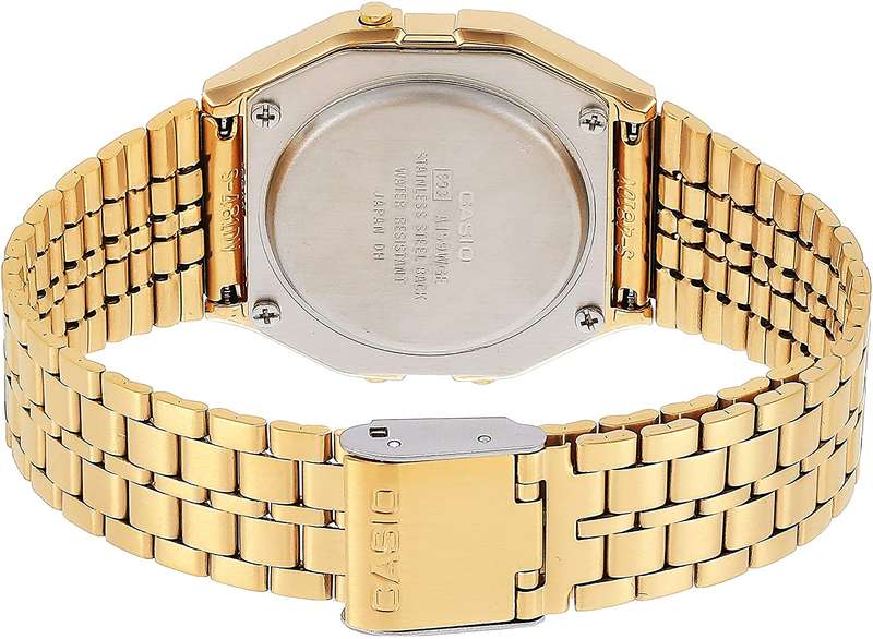 Casio Retro Digital Watch A159WGEA-1DF Black Dial On Gold Stainless Steel