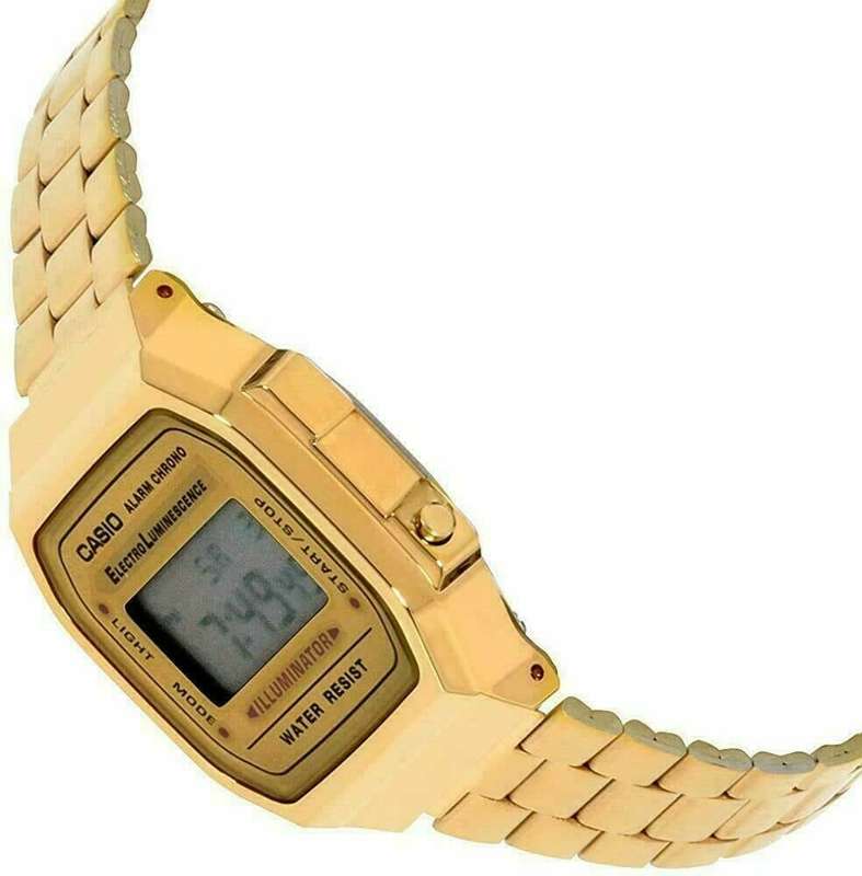 Casio Retro Digital Watch A168WG-9WDF Gold Dial On Gold Stainless Steel