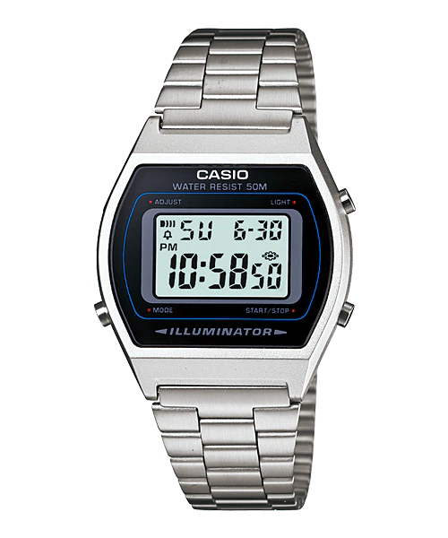 Casio Vintage Digital Watch B640WD-1AVDF Black Dial On Stainless Steel