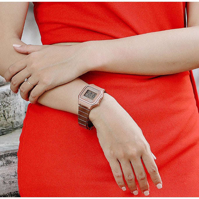 Casio Retro Digital Watch B650WC-5ADF Rose Gold Dial On Rose Gold Stainless Steel