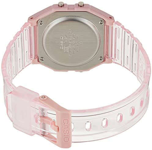 Casio Retro Digital Watch F-91WS-4DF Matt Pink Case Pink Dial On Pink Resin