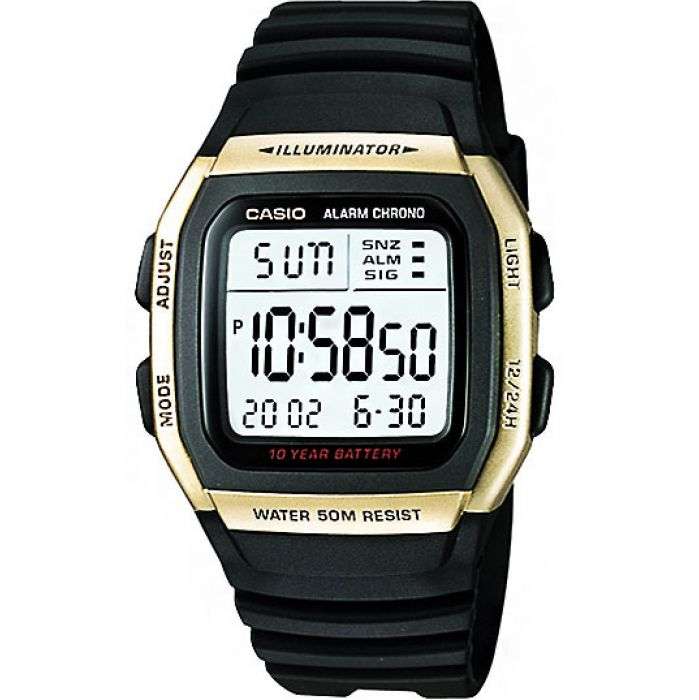 Casio Youth Series Digital Watch W-96H-9AVDF Matt Gold Case Dial On Black Resin
