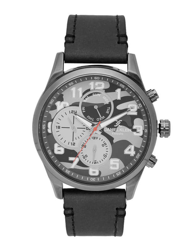 Daniel Klein Exclusive  Watch DK11340-1 Stainless Steel Gun Metal Plated Head With Grey Camou Dia...
