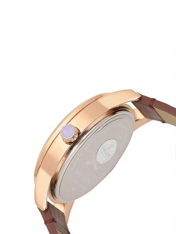 Daniel Klein Watch DK11650-3 Rose Plated Stainless Steel Head With White Dial On Brown Leather