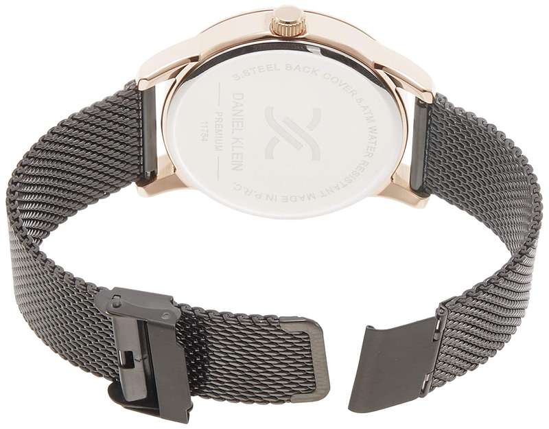 Daniel Klein Watch DK11754-6 Rose Gold On Black Mesh With Rose Markers