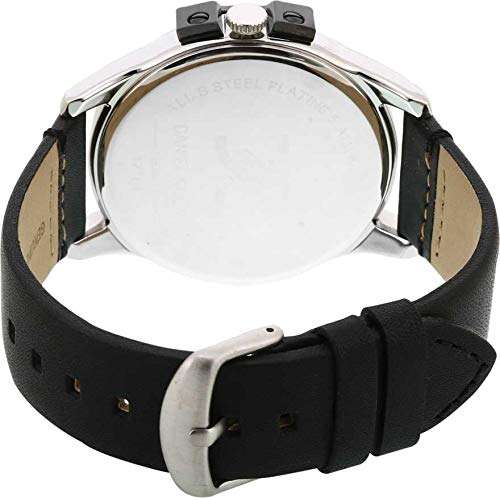 Daniel Klein Watch DK12161-5 Silver On Black Leather With Silver Markers On Black Dial