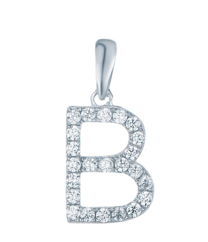 Sterling Silver Micro Set Letter B Pendant SP00017