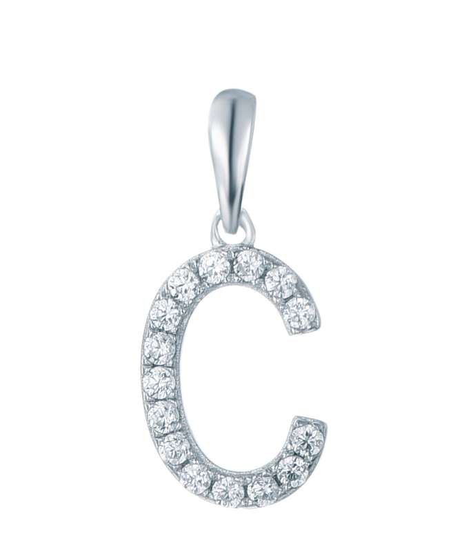 Sterling Silver Micro Set Letter C Pendant SP00018