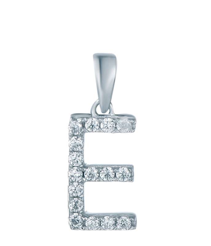 Sterling Silver Micro Set Letter E Pendant SP00020