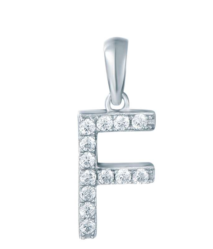 Sterling Silver Micro Set Letter F Pendant SP00021